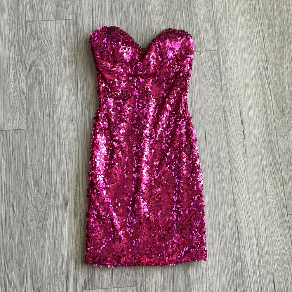 Hot Pink Sweetheart Sequin Dress